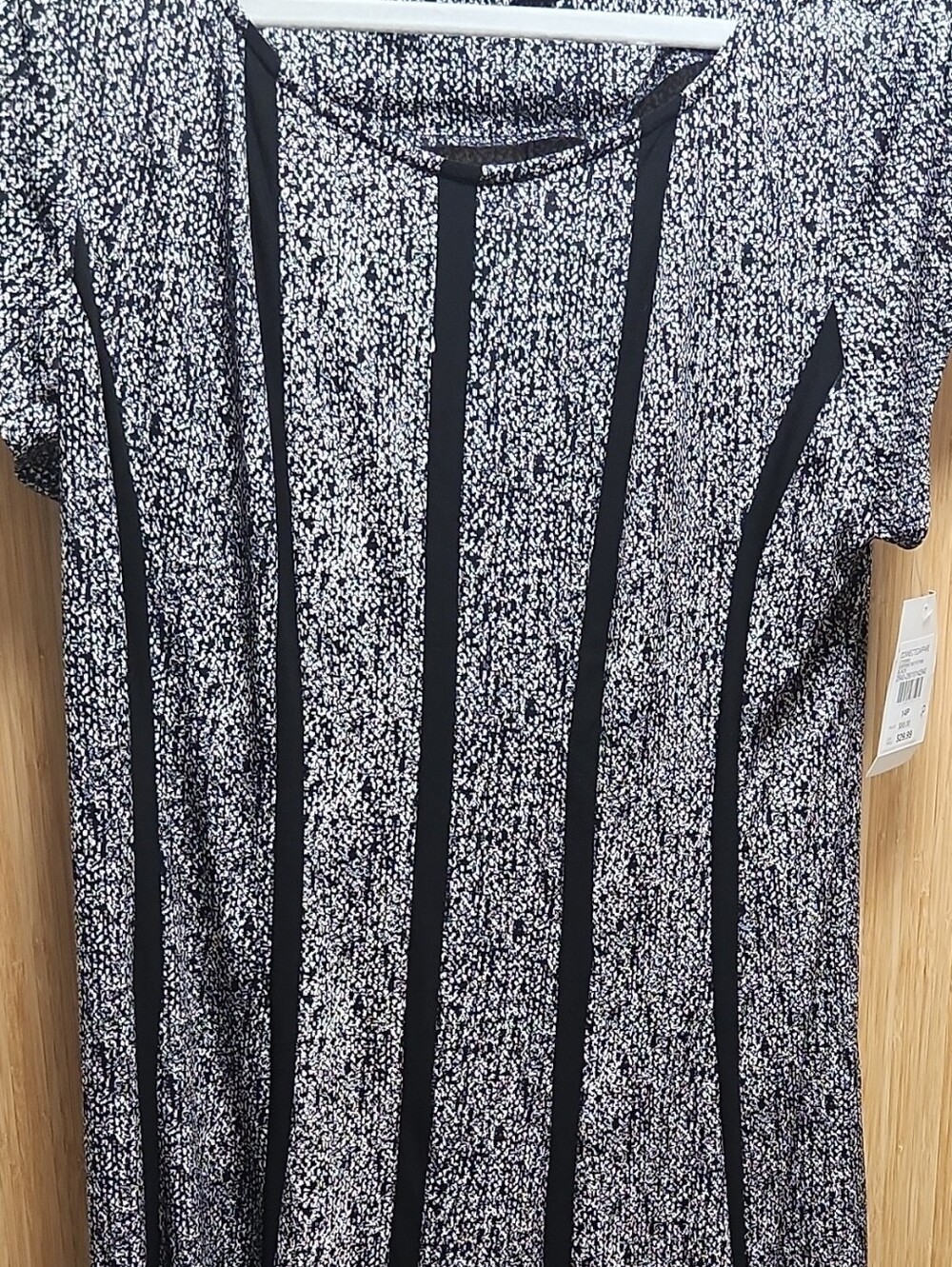 Connected Apparel Black White Panel Midi Dress NWT 14P Petite